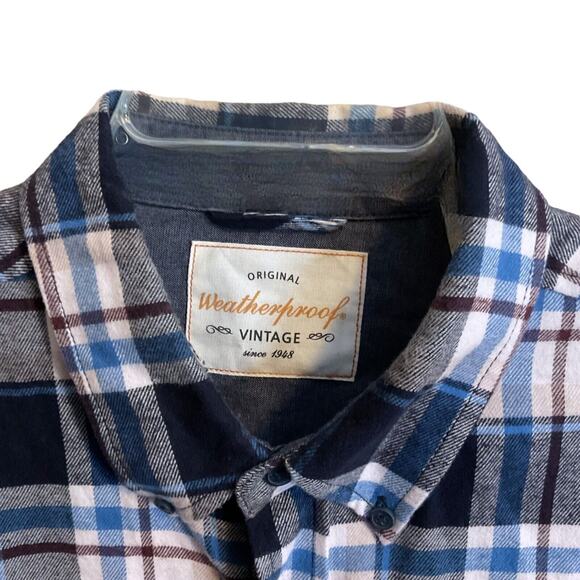 Weatherproof Vintage Men's Plaid Brushed Flannel SZ L Outdoor Workwear Cotton - Picture 2 of 12